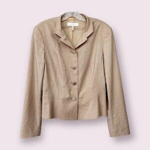 ESCADA Wool Linen Blazer Beige Neutral Button Front Collared Womens Size 40 / M